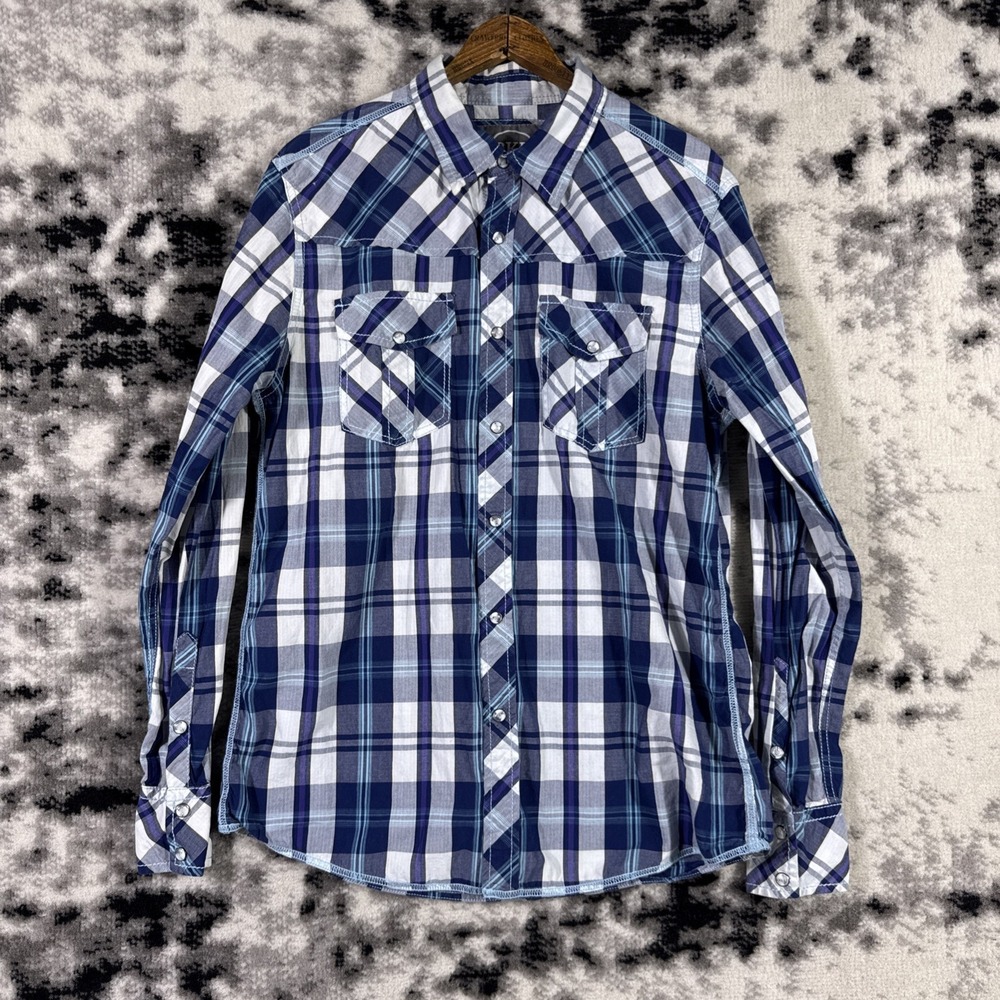 BKE Pearl Snap Shirt Mens Size Medium Pockets Cowboy Western Rodeo Rockabilly